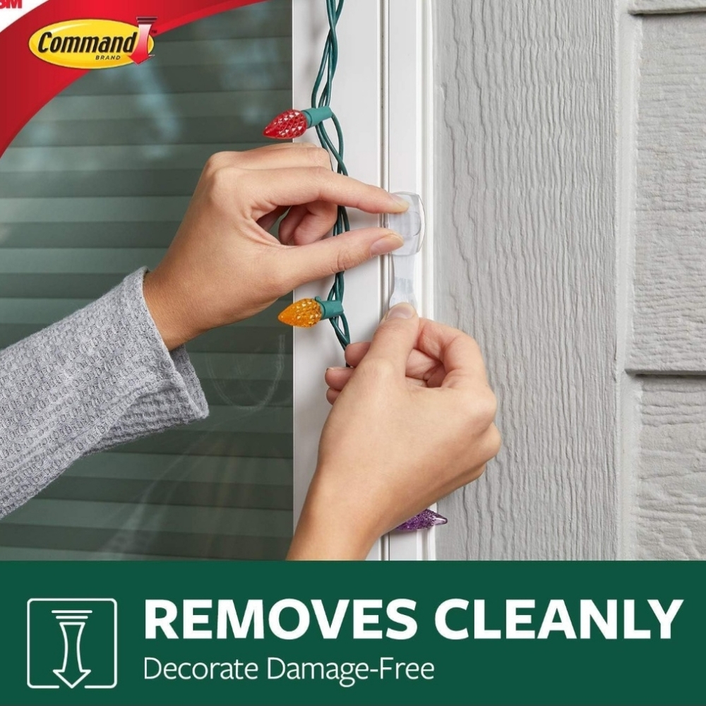 Command Indoor Outdoor Vinyl Light Clips with 46 Clips 50 Strips Hangs 80 ft